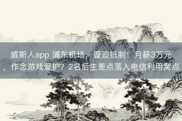威斯人app 浦东机场,蹙迫抵制!月薪3万元,作念游戏爱护?2名后生差点落入电信利用窝点