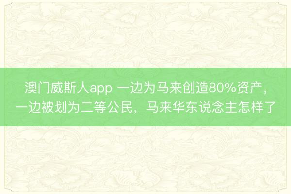 澳门威斯人app 一边为马来创造80%资产，一边被划为二等公民，马来华东说念主怎样了