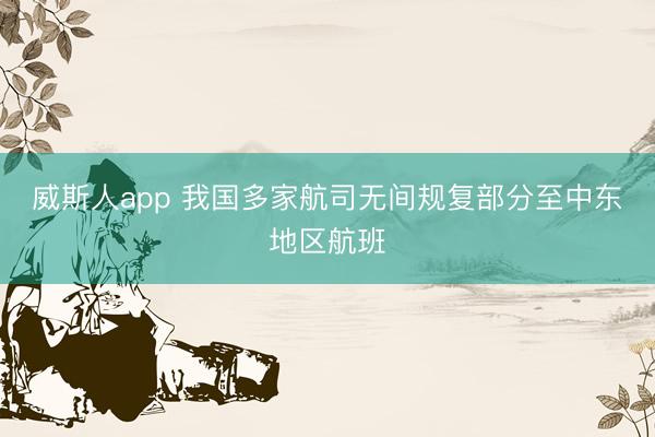 威斯人app 我国多家航司无间规复部分至中东地区航班