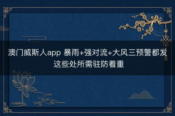 澳门威斯人app 暴雨+强对流+大风三预警都发 这些处所需驻防着重