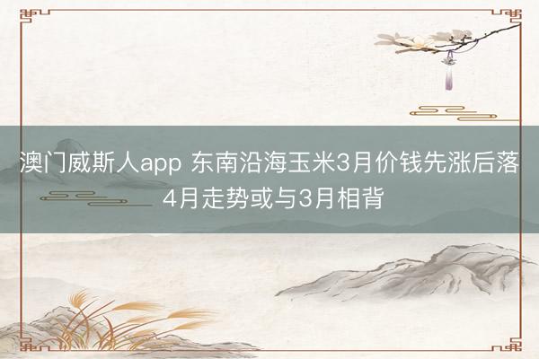 澳门威斯人app 东南沿海玉米3月价钱先涨后落 4月走势或与3月相背