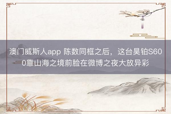 澳门威斯人app 陈数同框之后，这台昊铂S600靠山海之境前脸在微博之夜大放异彩