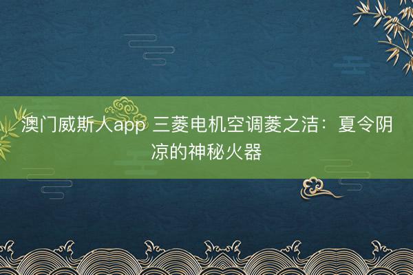澳门威斯人app 三菱电机空调菱之洁:夏令阴凉的神秘火器