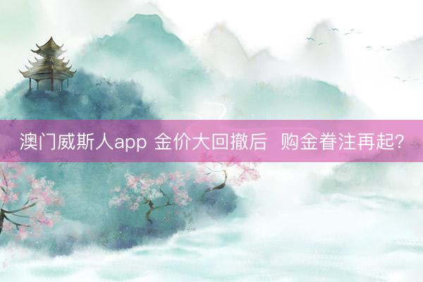 澳门威斯人app 金价大回撤后 购金眷注再起?