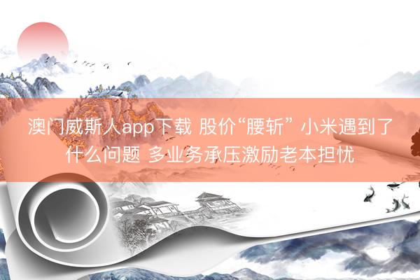澳门威斯人app下载 股价“腰斩” 小米遇到了什么问题 多业务承压激励老本担忧