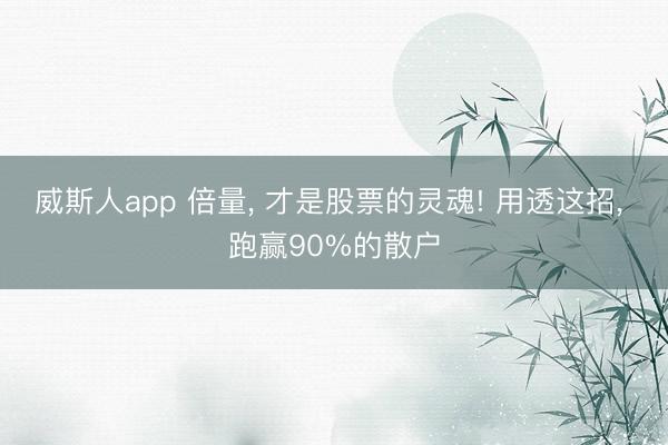 威斯人app 倍量， 才是股票的灵魂! 用透这招， 跑赢90%的散户