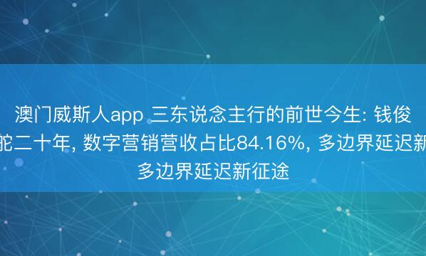 澳门威斯人app 三东说念主行的前世今生: 钱俊冬掌舵二十年， 数字营销营收占比84.16%， 多边界延迟新征途