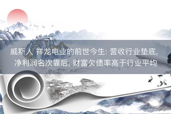 威斯人 祥龙电业的前世今生: 营收行业垫底， 净利润名次靠后， 财富欠债率高于行业平均