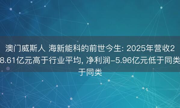澳门威斯人 海新能科的前世今生: 2025年营收28.61亿元高于行业平均， 净利润-5.96亿元低于同类