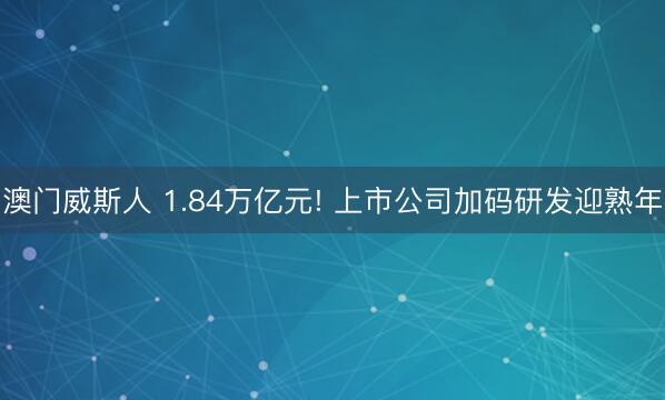 澳门威斯人 1.84万亿元! 上市公司加码研发迎熟年