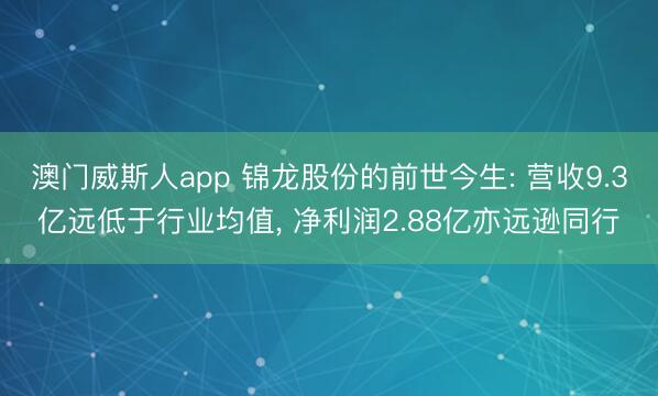 澳门威斯人app 锦龙股份的前世今生: 营收9.3亿远低于行业均值， 净利润2.88亿亦远逊同行