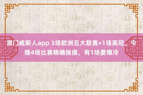 澳门威斯人app 3场欧洲五大联赛+1场英冠，今晚4场比赛精确揣摸，有1场要爆冷