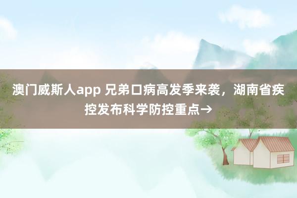 澳门威斯人app 兄弟口病高发季来袭，湖南省疾控发布科学防控重点→