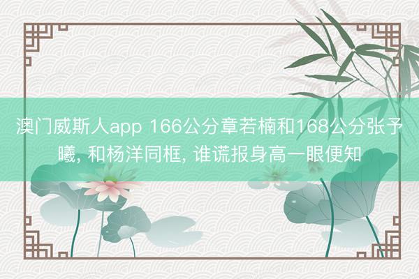 澳门威斯人app 166公分章若楠和168公分张予曦， 和杨洋同框， 谁谎报身高一眼便知