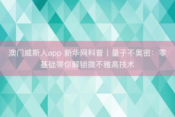 澳门威斯人app 新华网科普丨量子不奥密：零基础带你解锁微不雅高技术