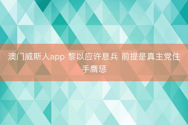 澳门威斯人app 黎以应许息兵 前提是真主党住手膺惩