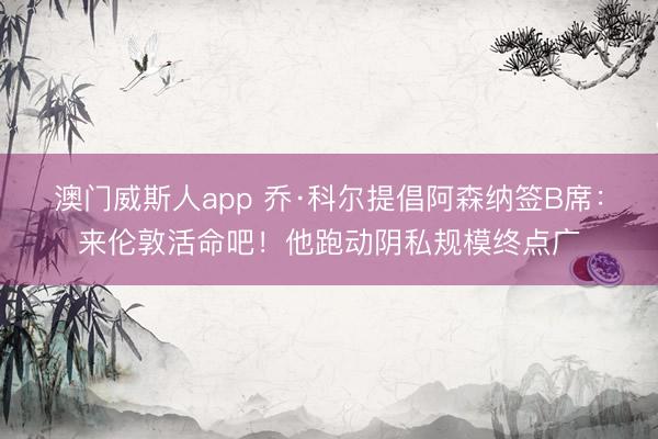 澳门威斯人app 乔·科尔提倡阿森纳签B席：来伦敦活命吧！他跑动阴私规模终点广