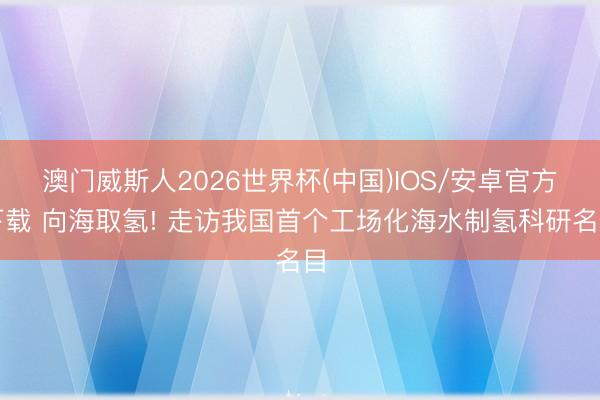 澳门威斯人2026世界杯(中国)IOS/安卓官方下载 向海取氢! 走访我国首个工场化海水制氢科研名目