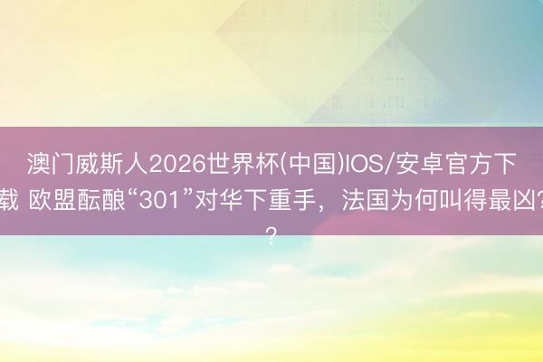 澳门威斯人2026世界杯(中国)IOS/安卓官方下载 欧盟酝酿“301”对华下重手，法国为何叫得最凶？